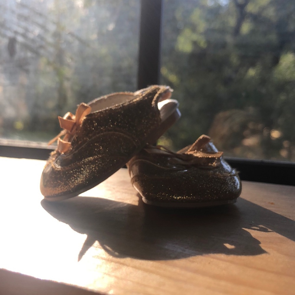 Sparkly gold American girl doll shoes